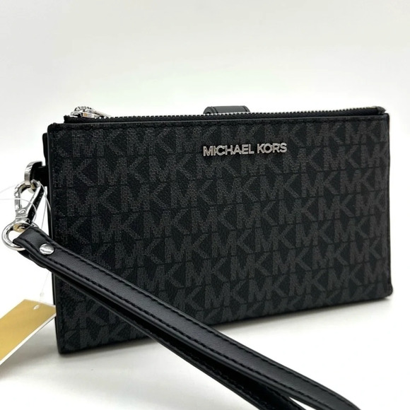Michael Kors Large Double Zip Wallet Wristlet Black - Picture 1 of 9